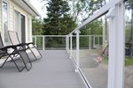 Grey decking with white railings